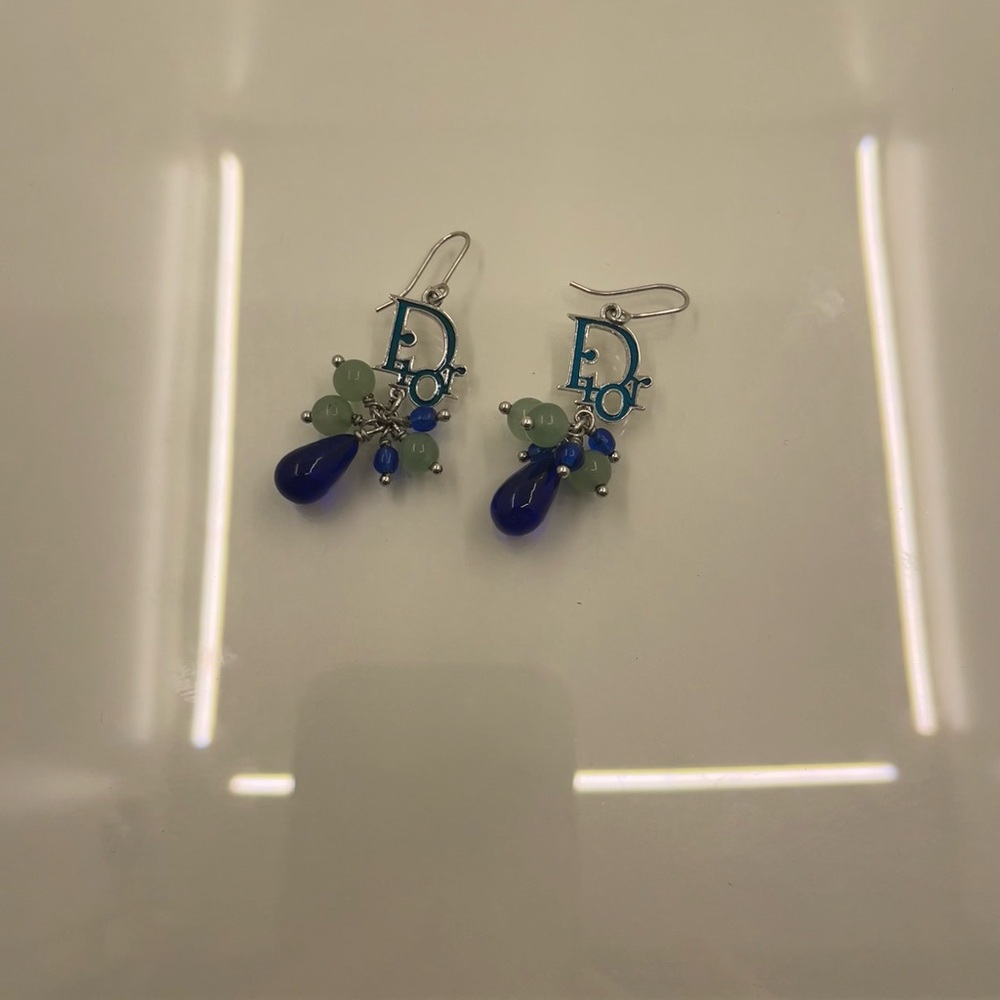 Dior Blue and Green Drop Earrings